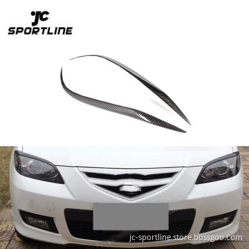 4D Carbon Fiber Front Lamp Eyebrow for Mazda 3